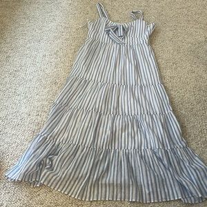 LIKELY- blue and white strip dress